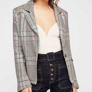 NWT Free People Plaid Chess Blazer Jacket XS